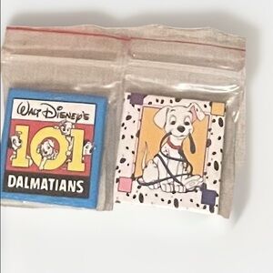 2 vintage 101 Dalmatian’s Disney Square Button Pins 90’s 1.5 Inch Aluminum